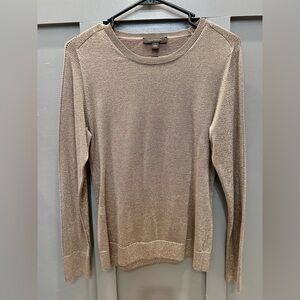 Ann Taylor Tan Crewneck Sweater with Ribbed Trim